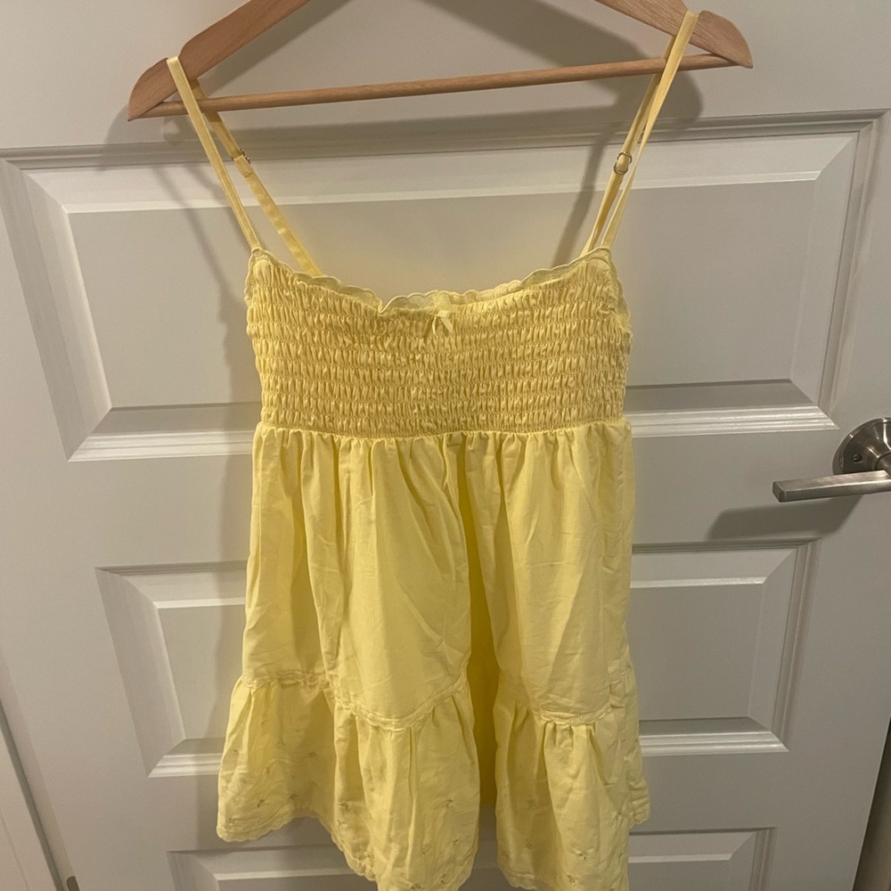 Frankie's Bikinis Yellow Baby Embroidered mini dress